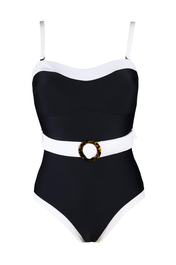 Strapless Belted High Leg Tummy Control Swimsuit