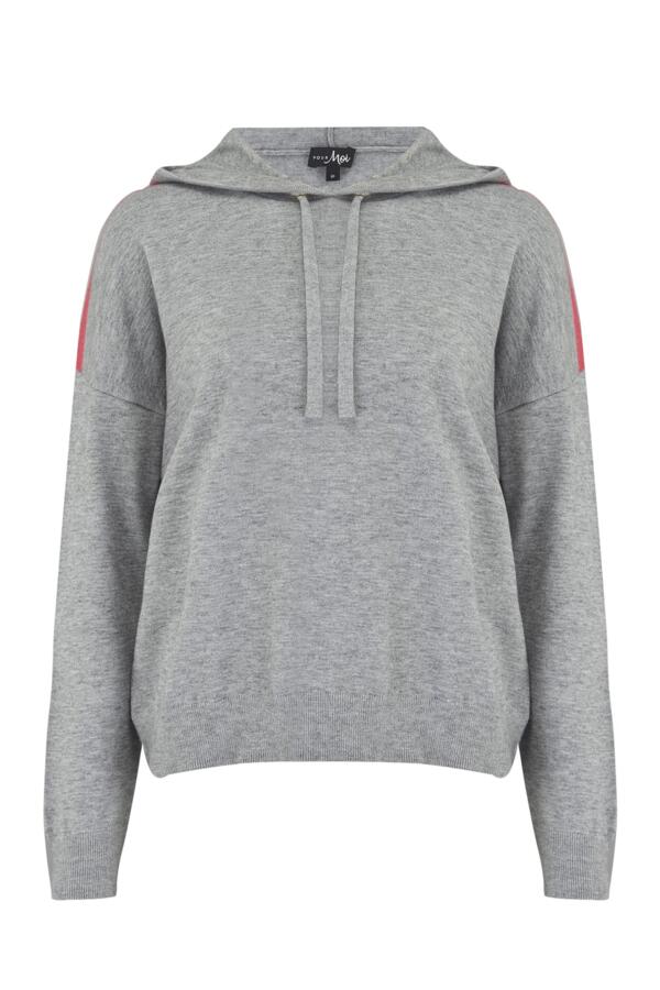 Stripe Detail Soft Knit Lounge Hoodie