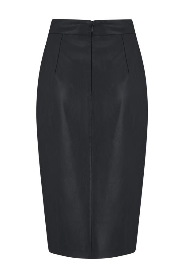 Elise Faux Leather Midi Pencil Skirt