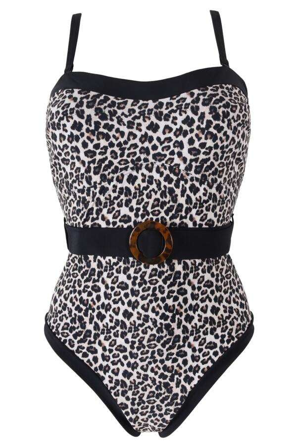 Strapless Belted High Leg Tummy Control Swimsuit