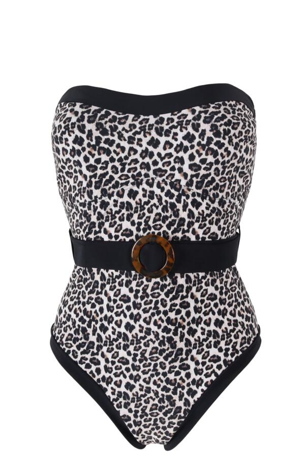 Strapless Belted High Leg Tummy Control Swimsuit