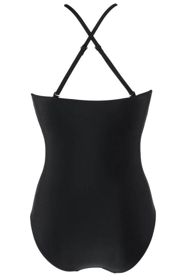 High Neck Mesh Insert Tummy Control Swimsuit