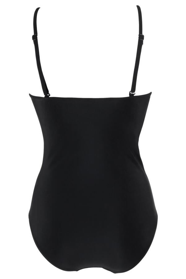 High Neck Mesh Insert Tummy Control Swimsuit