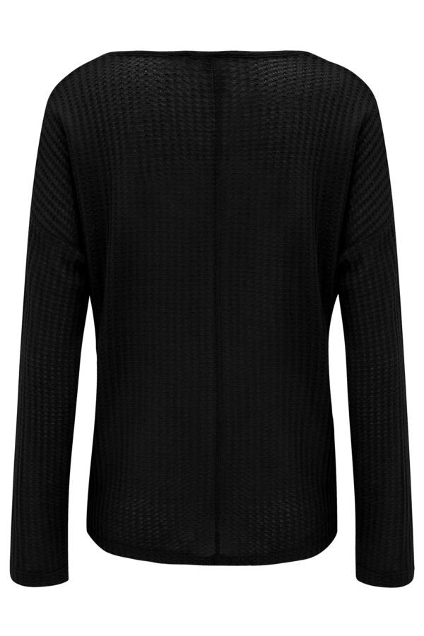 Waffle Knit Ruche Front Long Sleeve Top