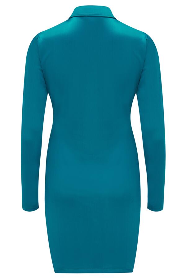 Brooke Shine Stretch Jersey Ruched Front Bodycon Shirt Dress