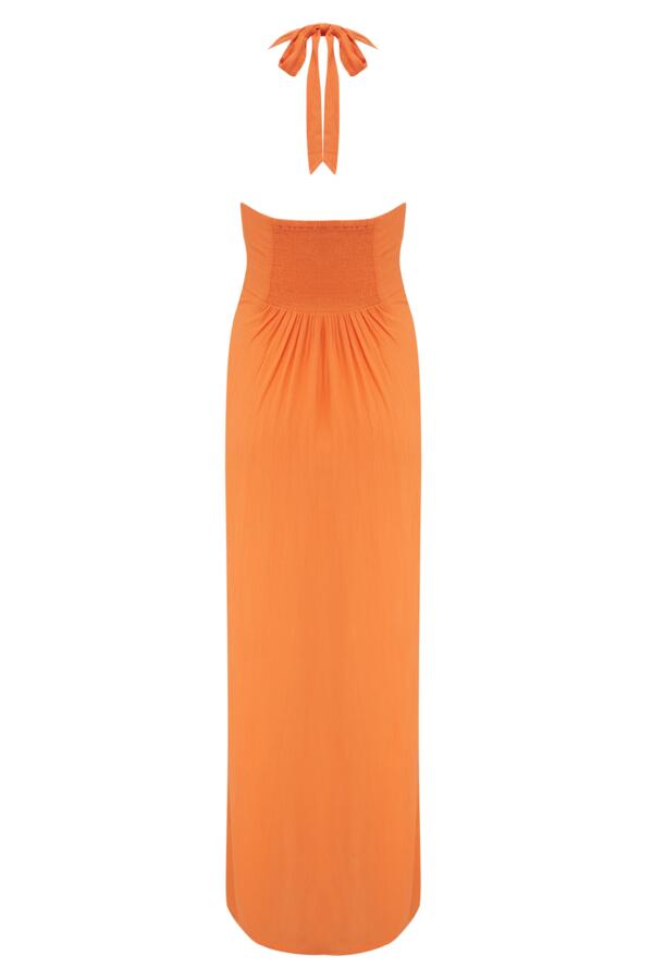 Halter Neck Gold Buckle Maxi Beach Dress