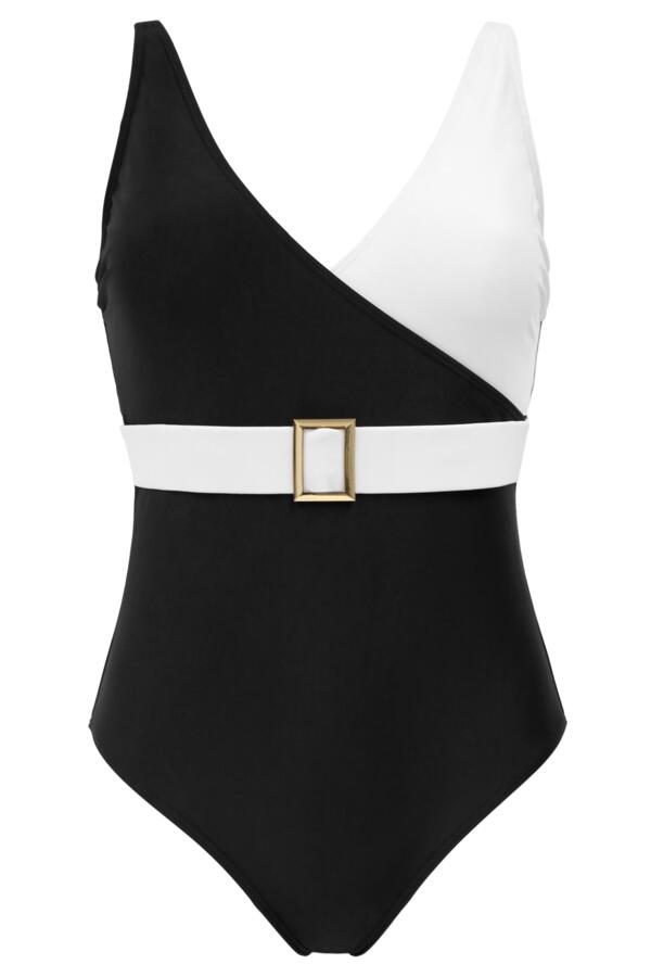 Wrap Front Belted Control Swimsuit