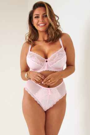 Parisienne High Waist Thong  - Pink/Cream