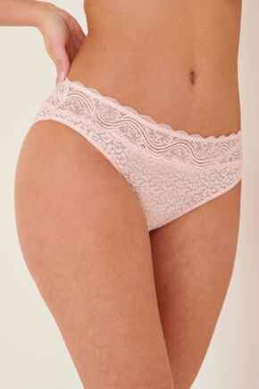 Leopard Lace Bikini Brief  - Soft Pink