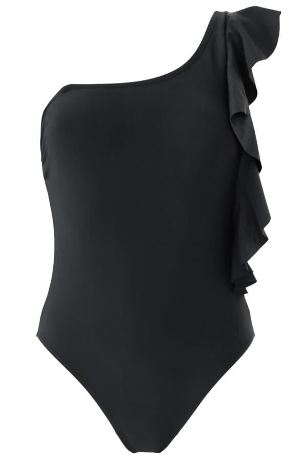 Frill One Shoulder Control Swimsuit