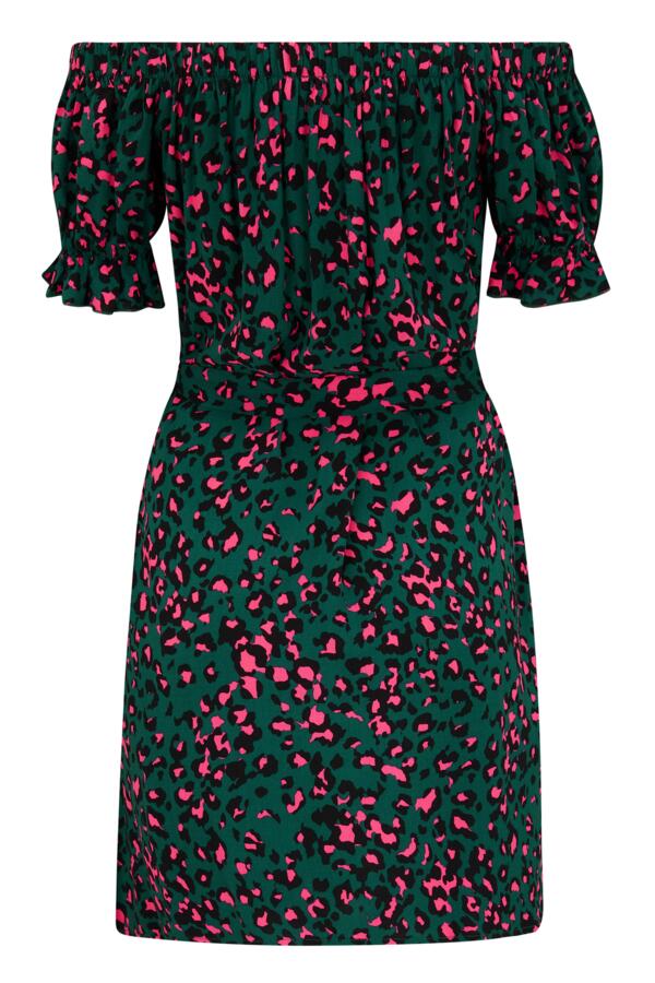 Woven Puff Sleeve Removable Belted Bardot Dress