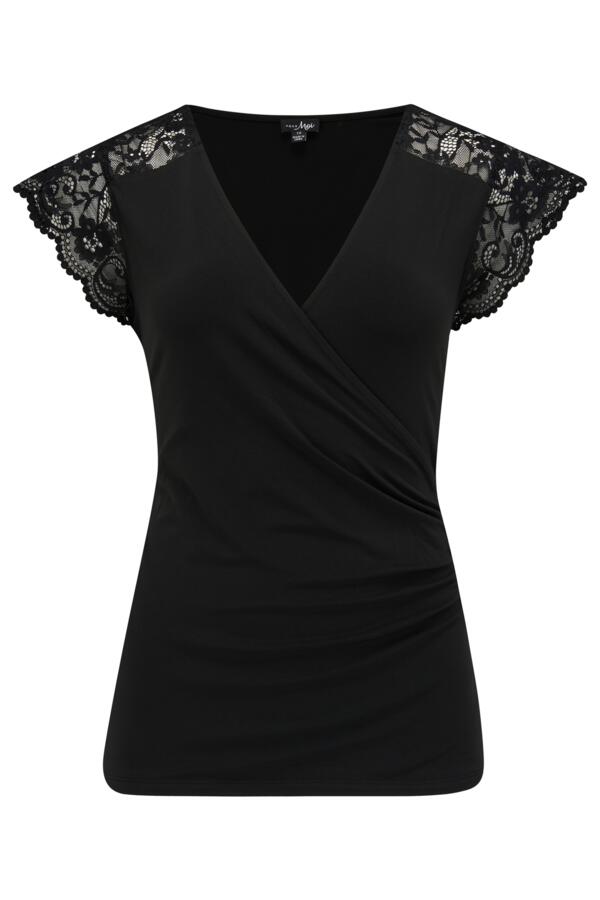 Julie Fuller Bust Slinky Jersey Lace Trim Wrap Top