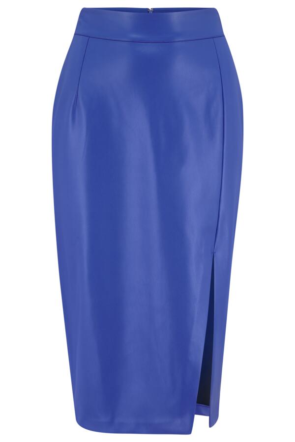 Elise Faux Leather Midi Pencil Skirt
