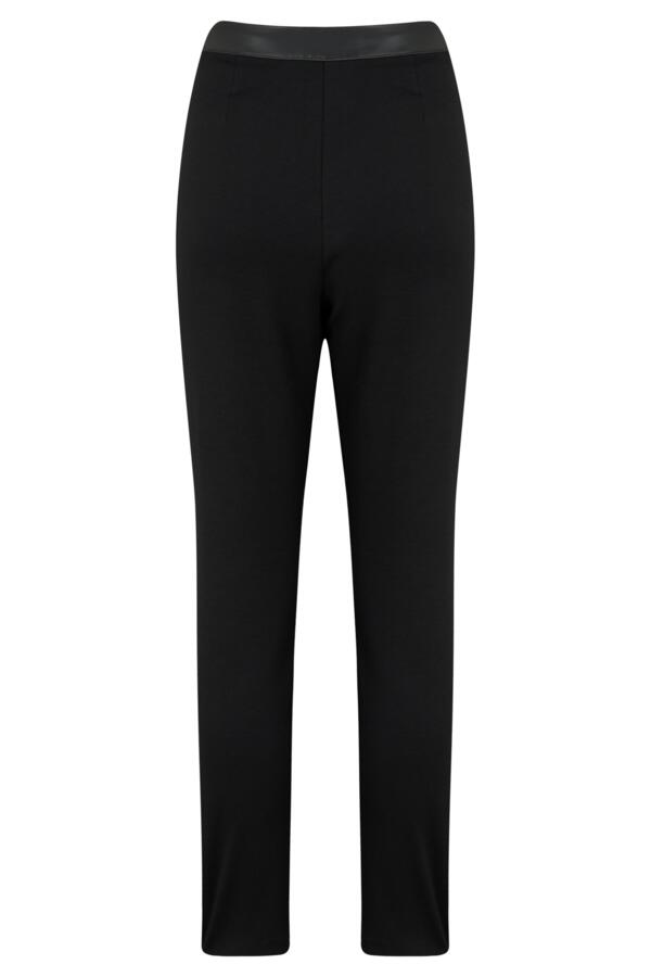 Amy Faux Leather Waistband Slim Ponte Trouser