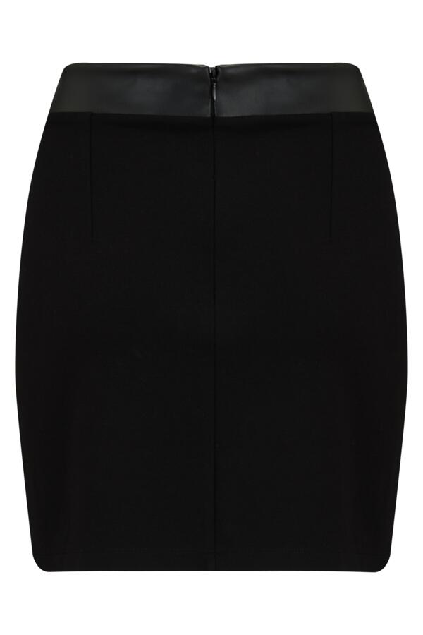 Amy Faux Leather Waistband Ponte Mini Skirt