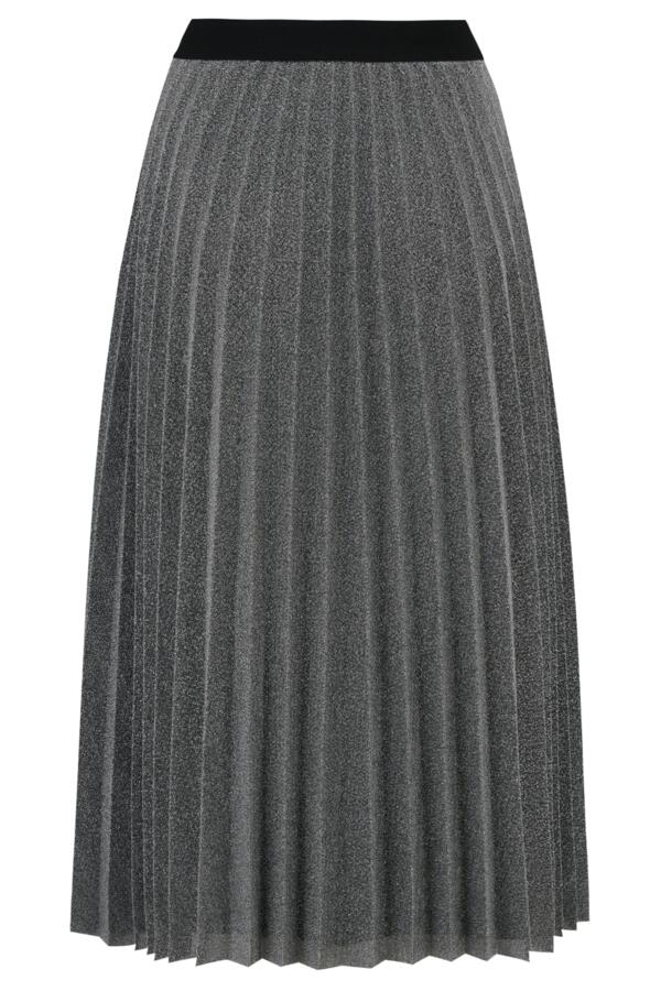 Nina Lame Pleated Midi Skirt