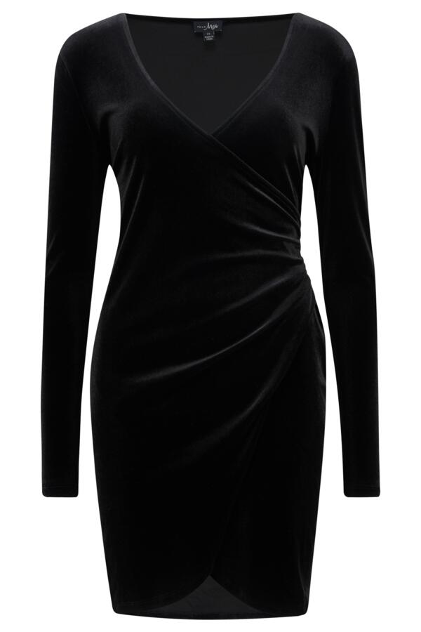 Suki Stretch Velvet Wrap Bodycon Dress