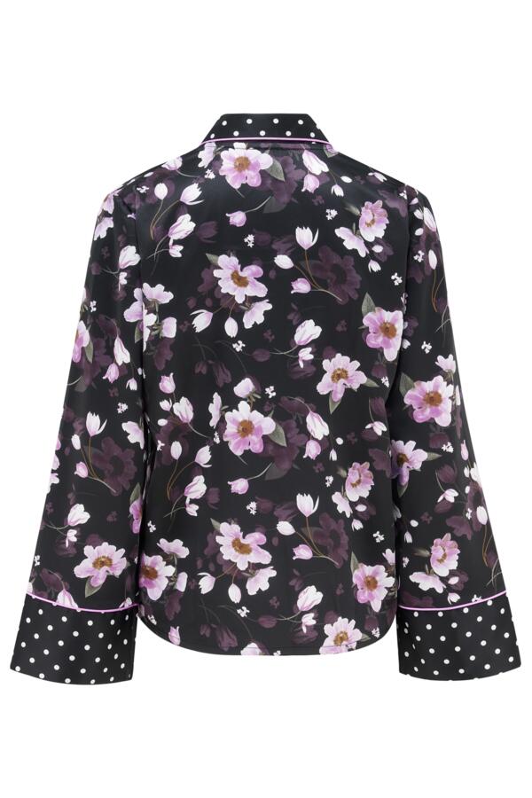 Luxe Satin Print Mix Revere Collar Pyjama Set