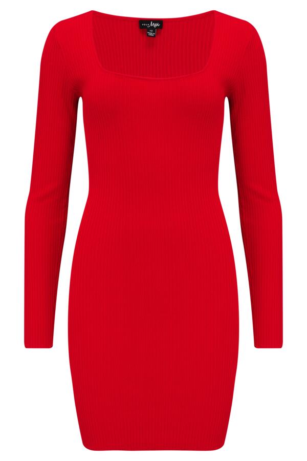 Sasha Rib Knit Square Neck Mini Dress