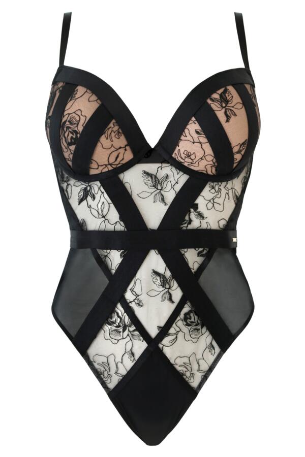 India Embroidery Padded Plunge Push Up Body