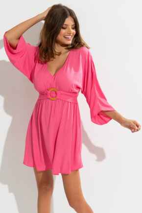 Crinkle O Ring Cover Up - Pink