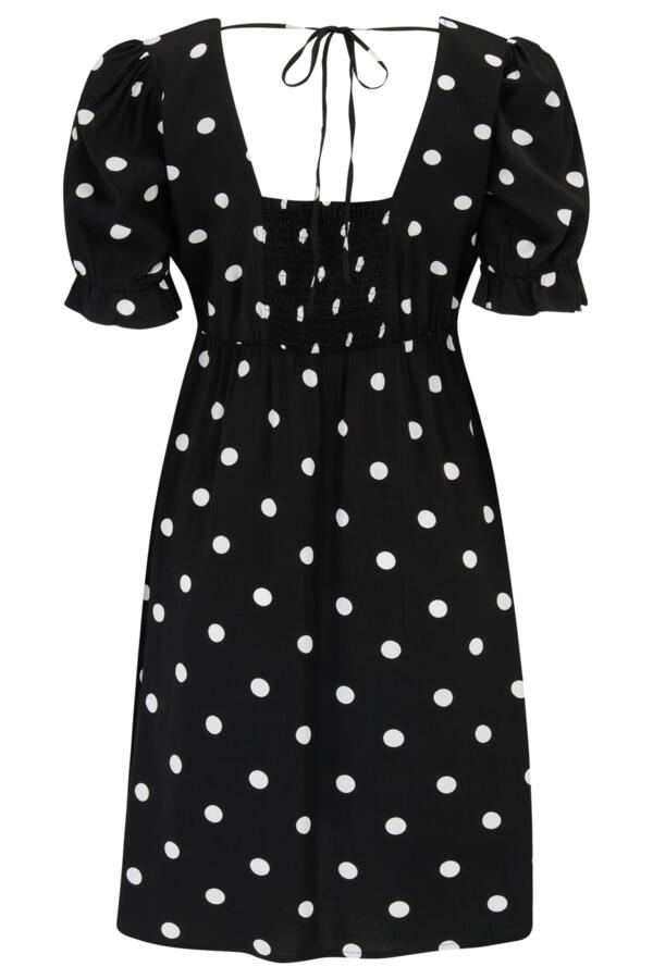 Shirred Back Puff Sleeve Mini Beach Dress