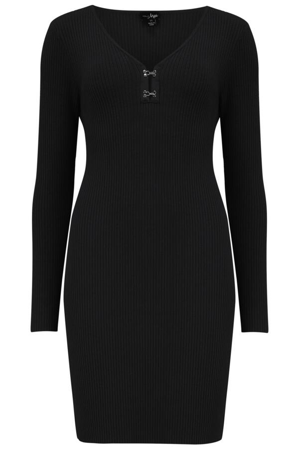Layla Rib Knit V-Neck Bodycon Mini Dress
