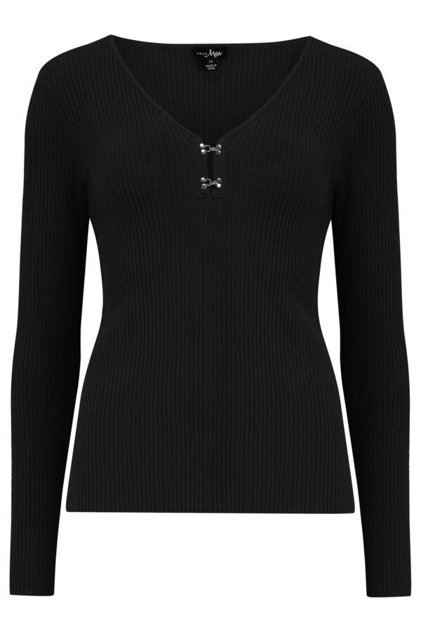 Layla Rib Knit V-Neck Long Sleeve Top