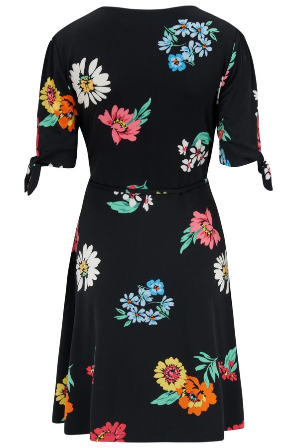 Bella Fuller Bust Slinky Stretch Tie Sleeve Tea Dress