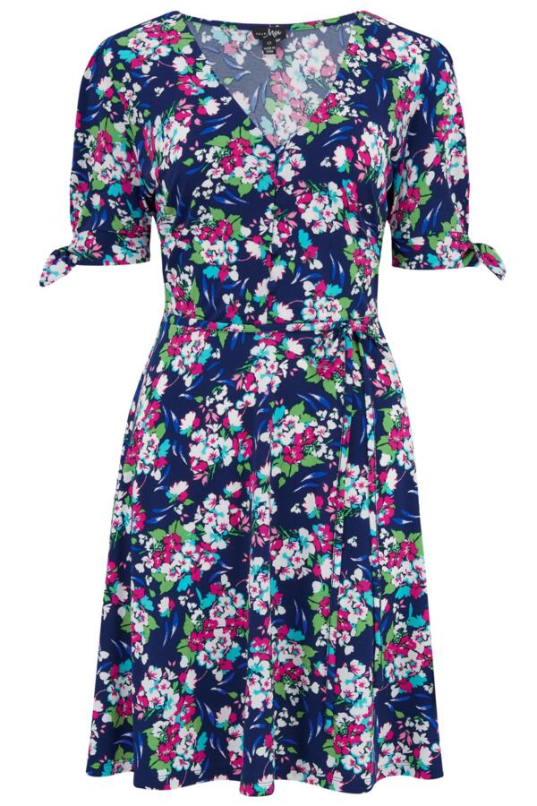 Bella Fuller Bust Slinky Stretch Tie Sleeve Tea Dress