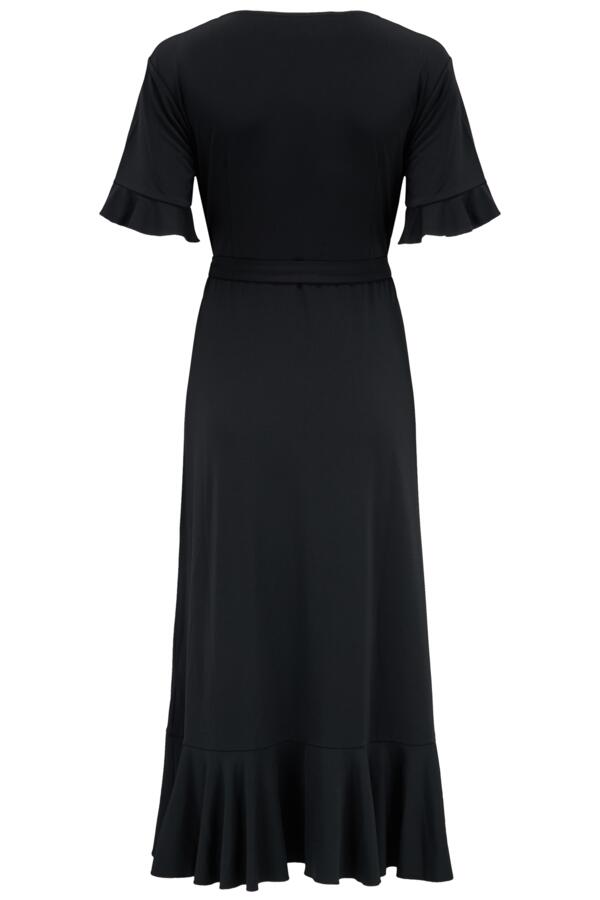 Megan Fuller Bust Slinky Jersey Frill Detail Midi Wrap Dress