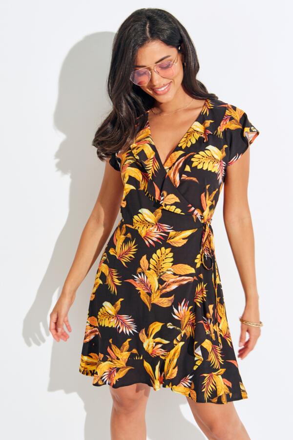 Woven Frill Wrap Dress