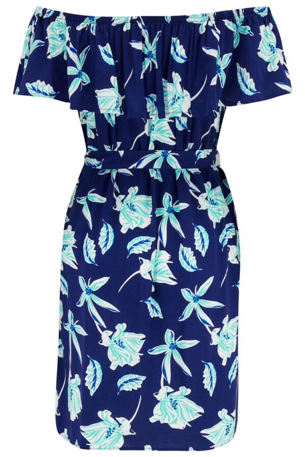 Woven Frill Belted Bardot Beach Dress
