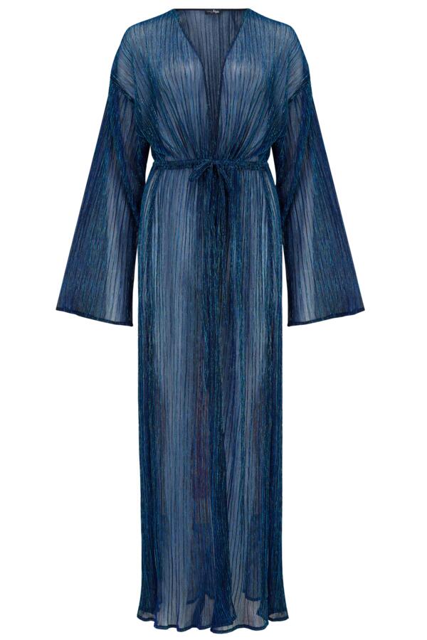 Metallic Plisse Maxi Kimono