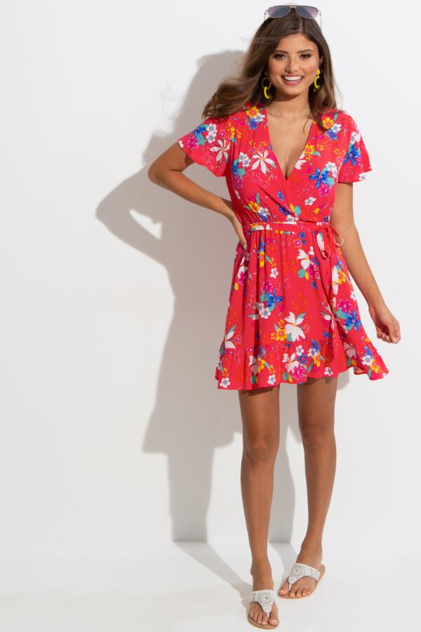 Woven Tiered Wrap Dress