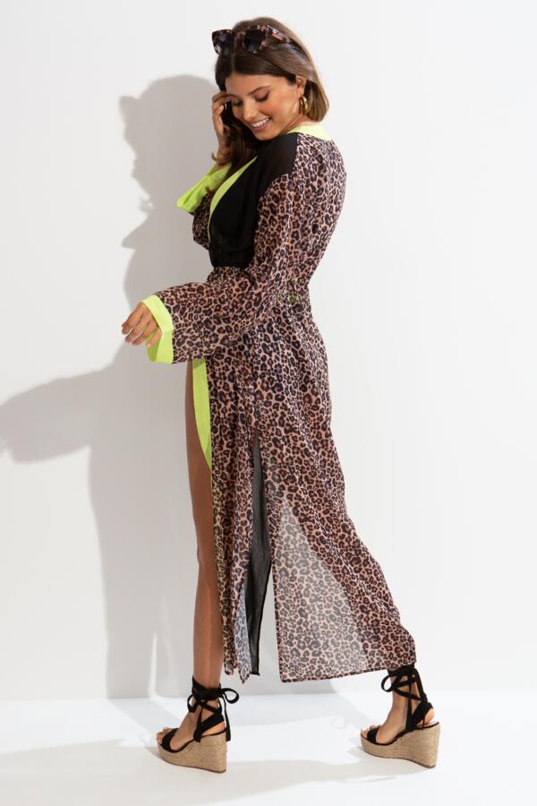 Flare Sleeve Chiffon Maxi Beach Kimono