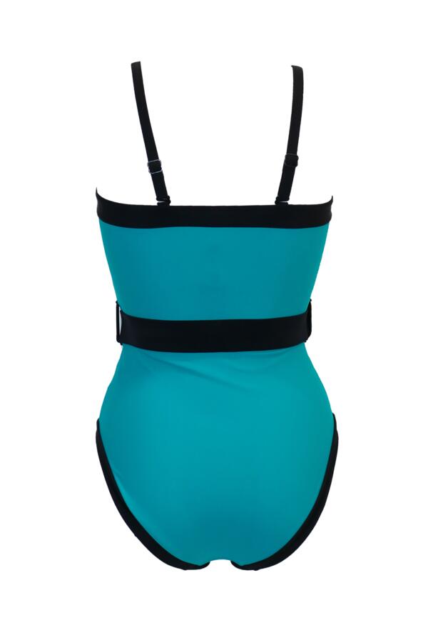 Strapless Belted High Leg Tummy Control Swimsuit