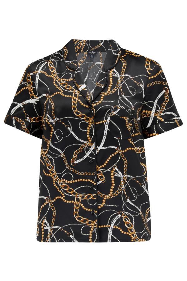 Satin Print Revere Collar Short PJ Set