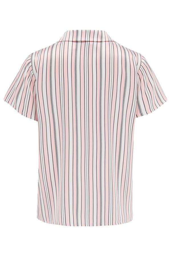 Satin Stripe Print Revere Collar Trouser PJ Set