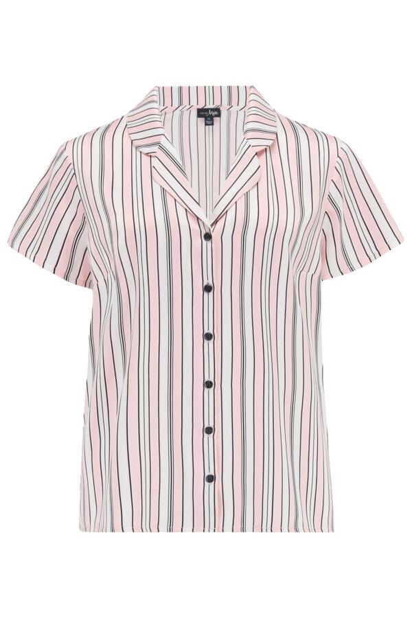 Satin Stripe Print Revere Collar Trouser PJ Set
