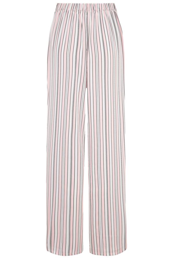 Satin Stripe Print Revere Collar Trouser PJ Set