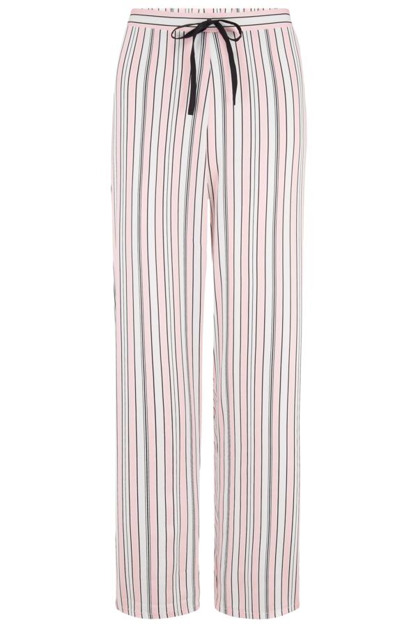 Satin Stripe Print Revere Collar Trouser PJ Set