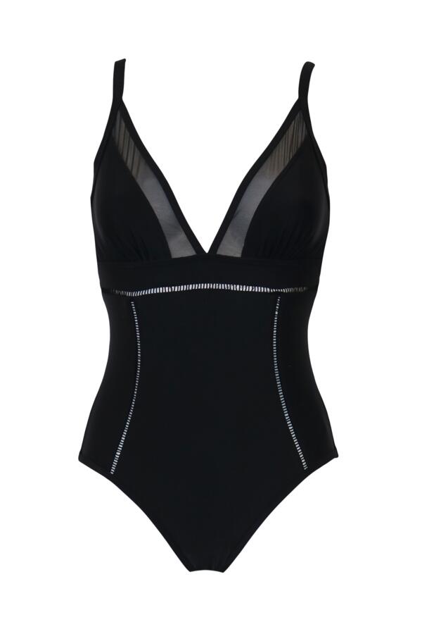 Mesh Ladder Detail Tummy Control Swimsuit