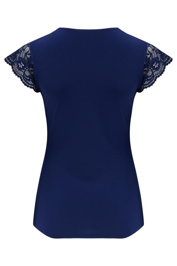 Julie Fuller Bust Slinky Jersey Lace Trim Wrap Top