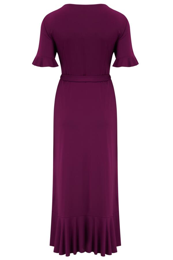 Megan Fuller Bust Slinky Jersey Frill Detail Midi Wrap Dress