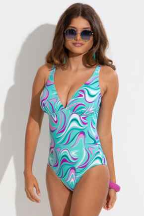 Carnival V-Neck Tummy Control Swimsuit - Aquaburst