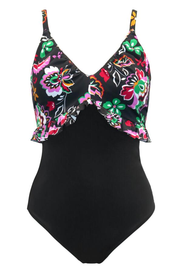 Hot Spots Frill Tummy Control Swimsuit