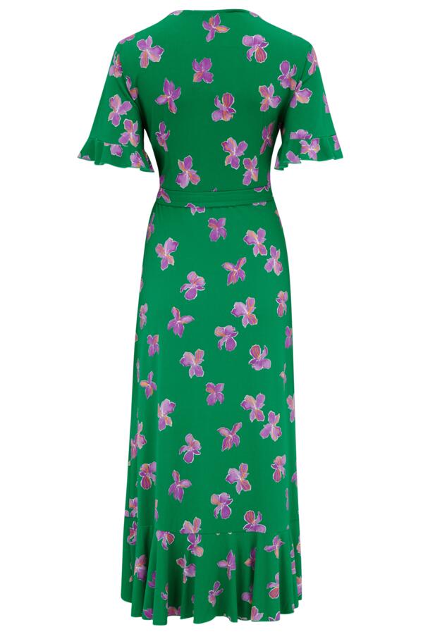 Megan Fuller Bust Slinky Jersey Frill Detail Midi Wrap Dress