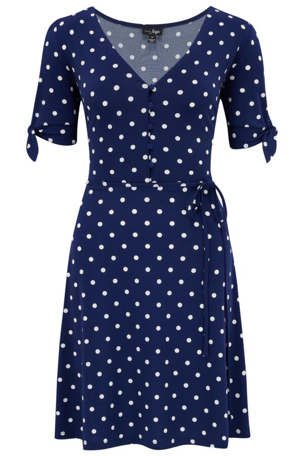 Bella Fuller Bust Slinky Stretch Tie Sleeve Tea Dress