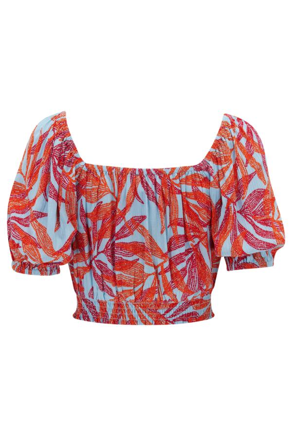 Crinkle Viscose Bardot Smock Tie Co-Ord Top
